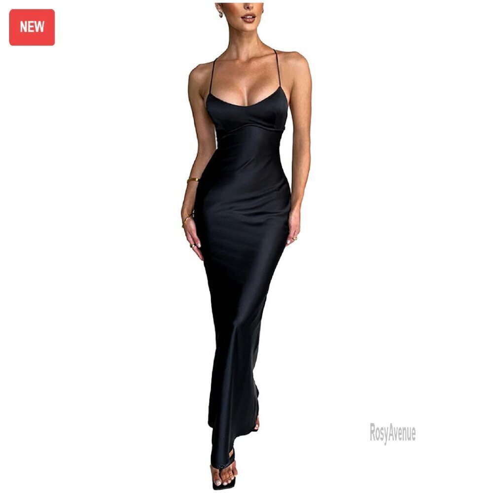 Sleeveless Backless Maxi Dress Satin Mermaid Party Formal Gown